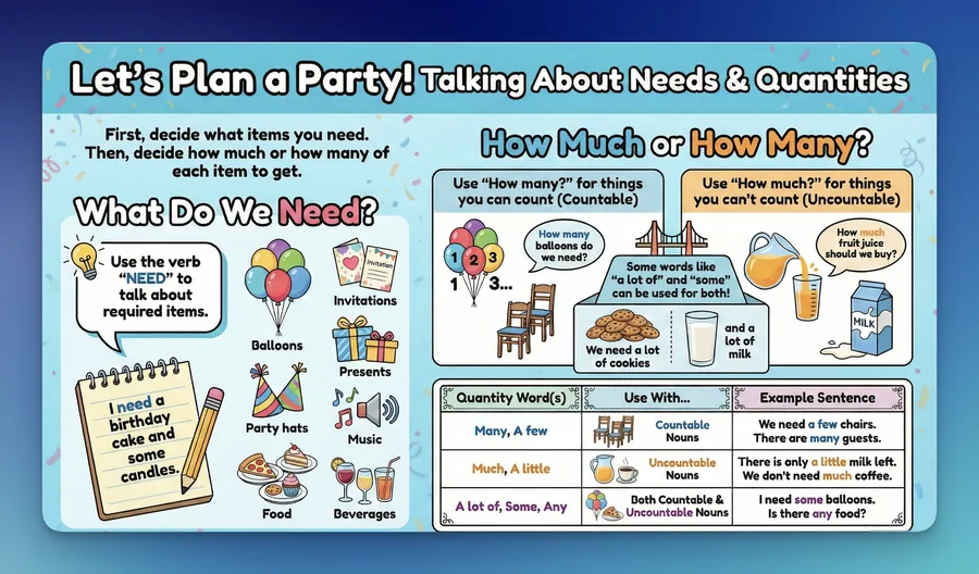 Talking About Needs & Quantities