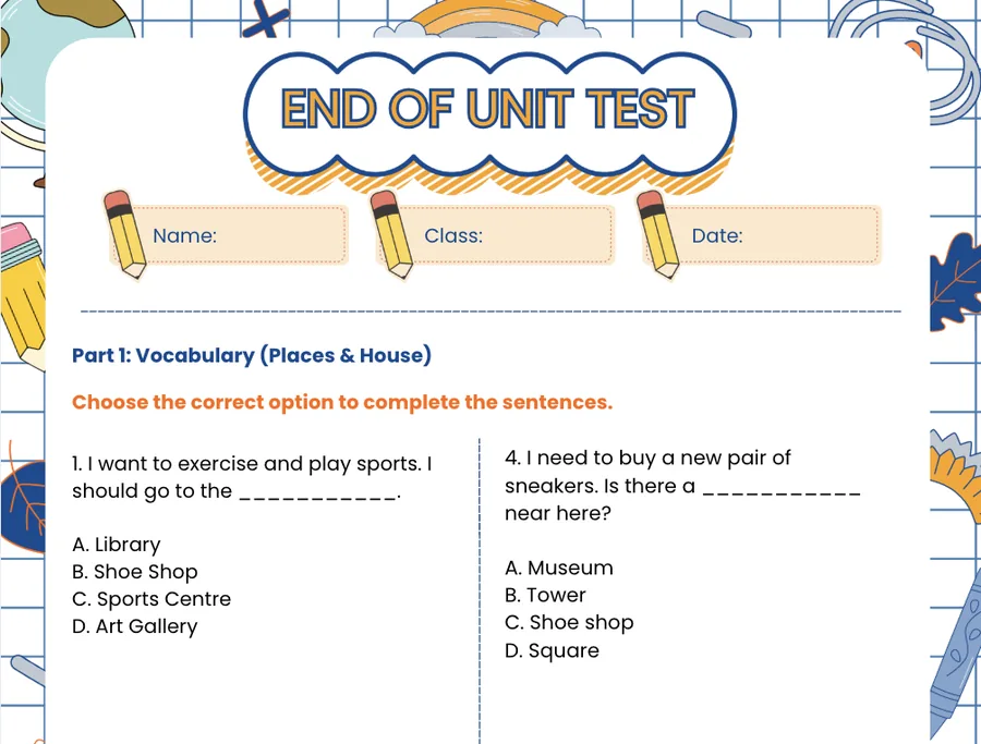 First page of the Theme 5 test