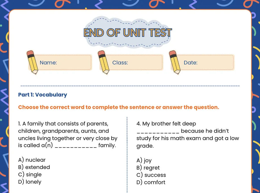 First page of the Theme 4 test