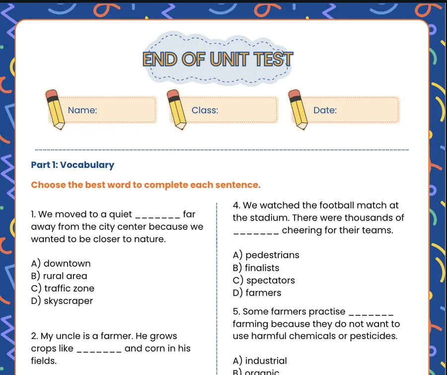 First page of the Theme 5 test