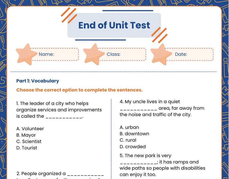 First page of the Theme 5 test