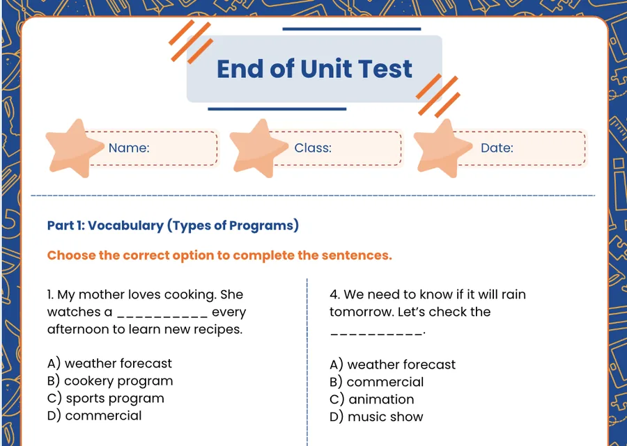 First page of the Theme 5 test