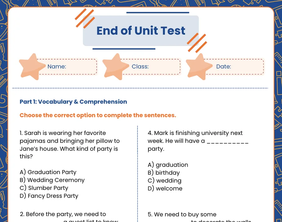 First page of the Theme 6 test