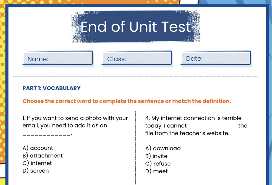 First page of the Theme 5 test