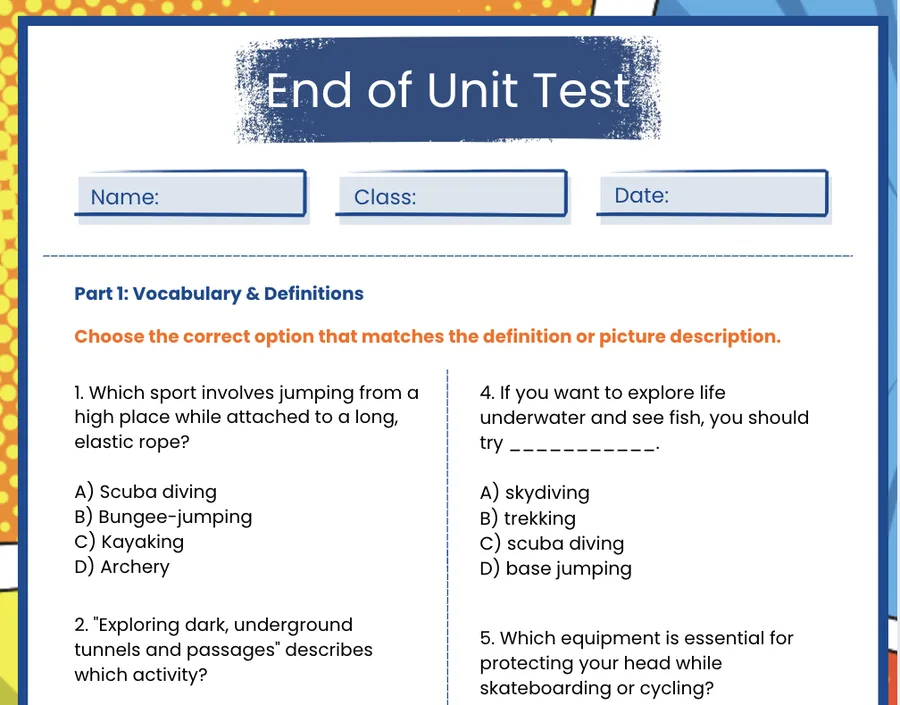 First page of the Theme 6 test