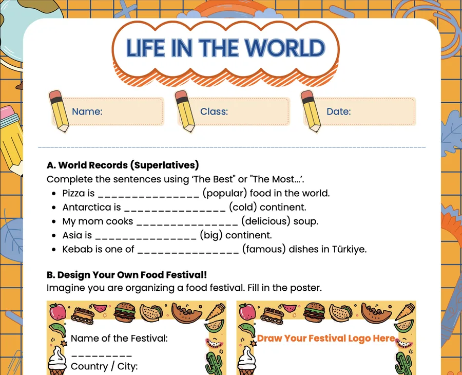 Page 3 of the Theme 6 worksheet
