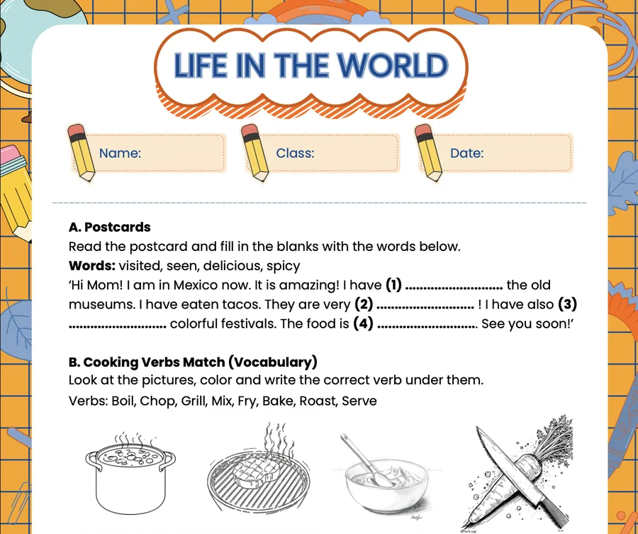 Page 4 of the Theme 6 worksheet