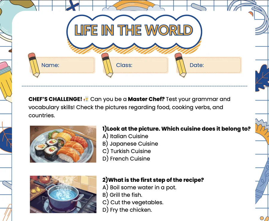 Page 5 of the Theme 6 worksheet