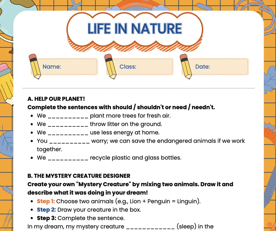Page 3 of the Theme 7 worksheet