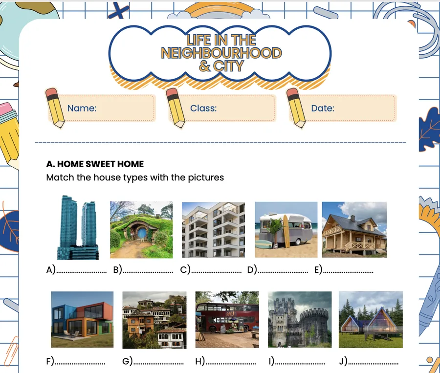 First page of the Theme 5 worksheet