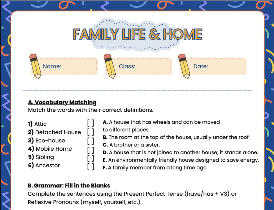 First page of the Theme 4 worksheet