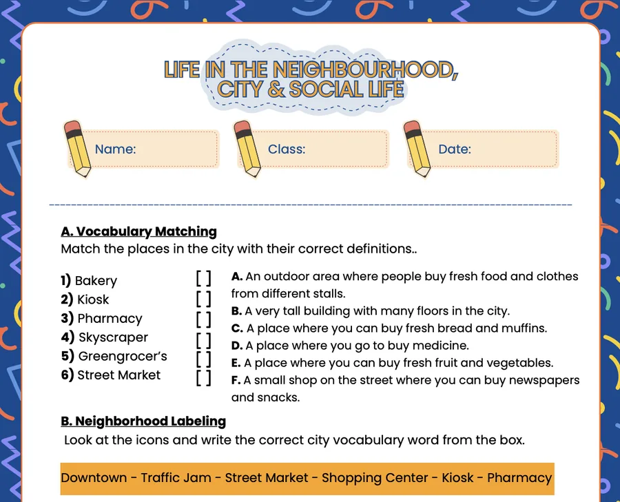 First page of the Theme 5 worksheet