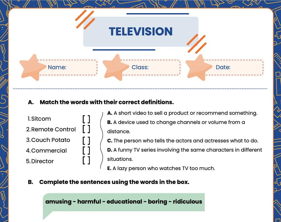 Page 1 of the Theme 5 worksheet